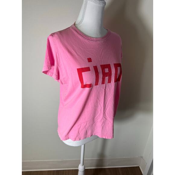 Clare V. Pink Ciao Short Sleeve Tee Shirt Sz M - Picture 4 of 5